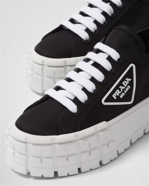 prada gabardine sneakers black|prada double wheel platform sneaker.